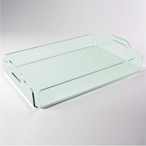 Plexiglass Organizer Cibus Holder Tray Glass Green Lucite Tray with Handles