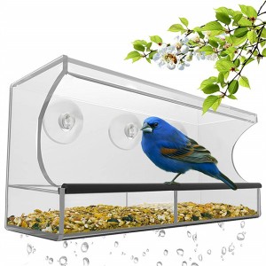 Hrănitor pentru păsări din plastic din perspex cu găuri de scurgere detașabile pentru tavă glisantă