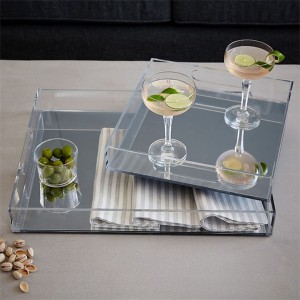 Round Plexiglass Barware Holder Tropical Acrylic Cocktail Glassware Tray