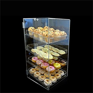 custom wholesale hot food cake pizza buffet table sa harap bukas na bakery tray cabinet box Acrylic bakery bread display case