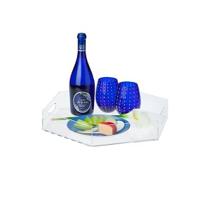 Uruziga rwa Plexiglass Barware Ufite Tropical Acrylic Cocktail Glassware Tray