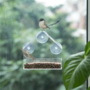 Okenné kŕmidlo pre vtáky ozdobte domček s vtákmi Priehľadný akrylový plast s 3 silnými extra prísavkami Obsahuje nápad pre milovníkov prírody