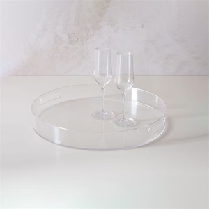 ክብ Plexiglass Barware ያዥ ትሮፒካል አክሬሊክስ ኮክቴል Glassware ትሪ