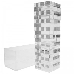 54 парчиња Clear Lucite Block 3D луксузна акрилна кула за натрупување загатка игра
