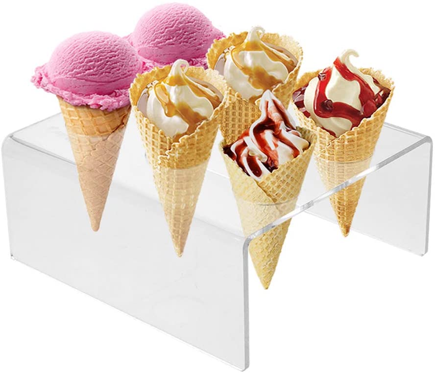 Perspex Ice Cream Cone Holder Stand met 6 Gaten Capaciteit Clear Acryl Cones Snow Cone Opbergrek