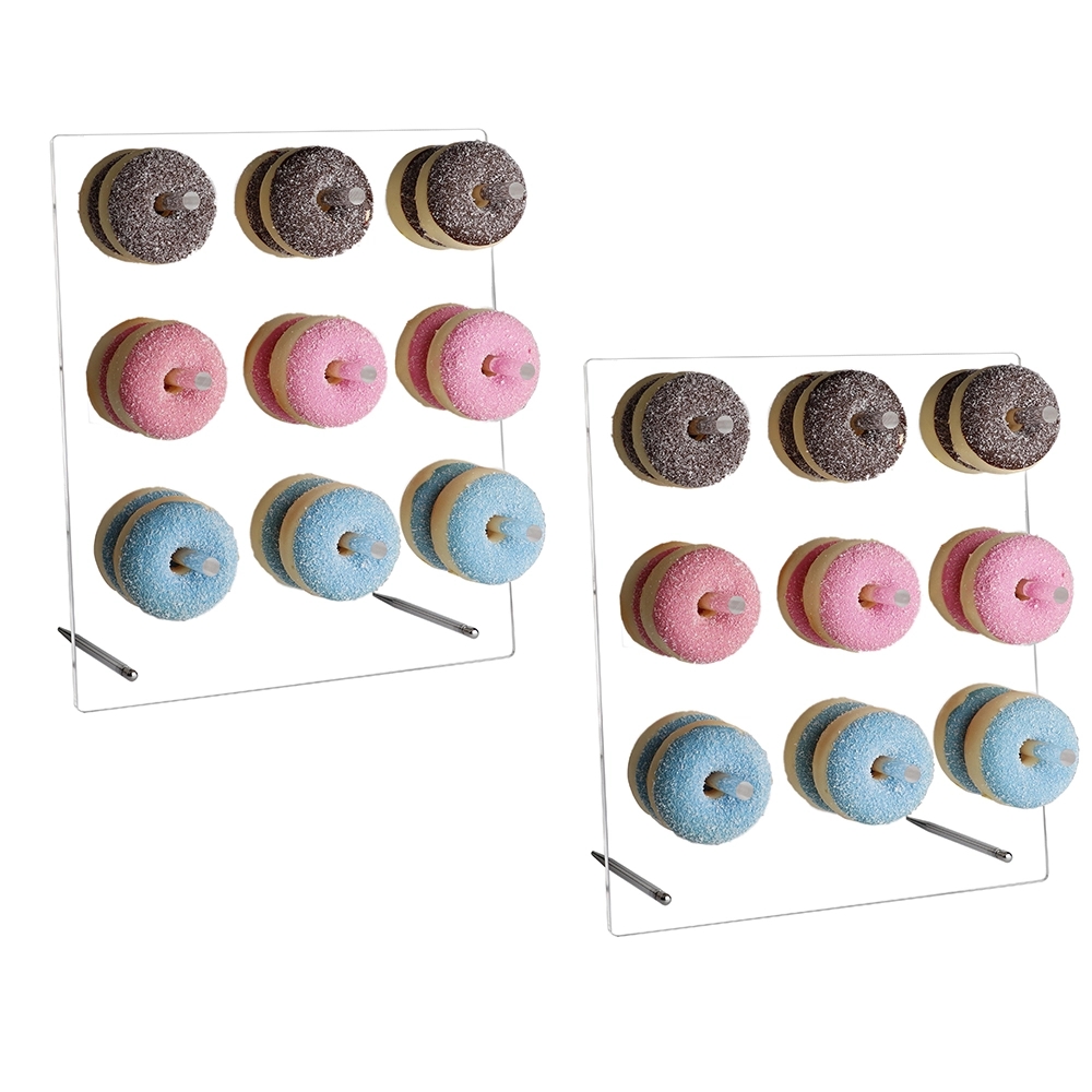 Soporte de exhibición de donuts de decoración de boda de pared de donut de acrílico transparente