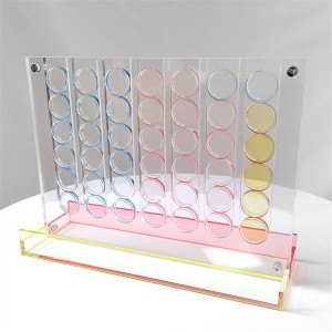 Acryl Connect 4 Neon Pop Board Game Strategy Game Set mei twa kleuren foar bern fan 6 en op foar 2 spilers