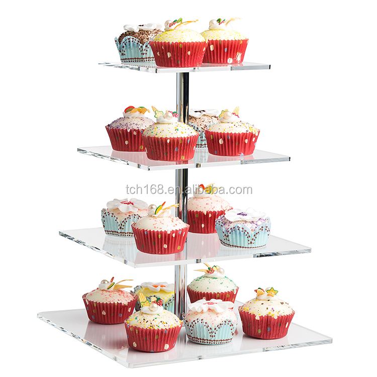Aangepaste meerlagige acryl cupcake-display voor verjaardagsfeestje, groothandel cake-displaystandaard