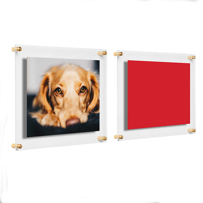 Acrylic Floating Picture Frames 8.5×11" Perspex Photo Frame With Gold Hardware