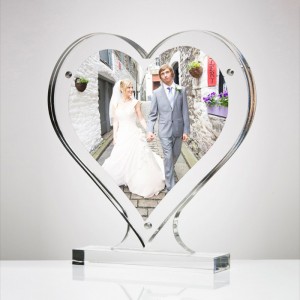 Akrylowa ramka na zdjęcia w kształcie serca Prezent rodzinny Akrylowa magnetyczna ramka na zdjęcia