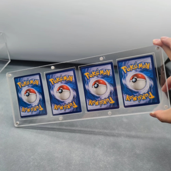 Магниттик капкак Оюн топтому сактоочу куту, картасыз ачык акрил Pokemon соода карталары Booster дисплей кутусу
