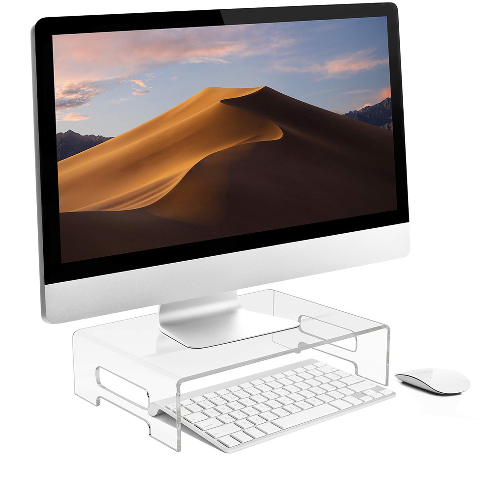Clear Perspex Laptop Riser Acrylic Computer Desktop Stand with Carry Handles