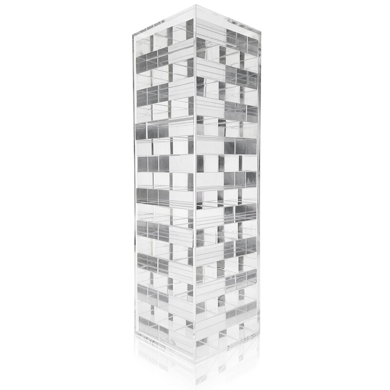 54 copë lojë puzzle me kullë akrilike luksoze 3D Clear Lucite Block