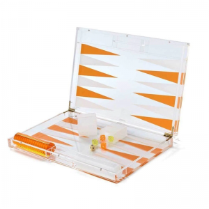 Color Option Plexiglass Indoor Game Case Orange & Clear Acrylic Backgammon Set