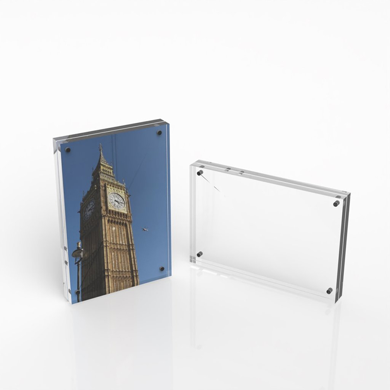 Dvipusis darbalaukio skaidrus akrilinis puošiamasis rėmelis plexiglass nuotraukų magnetinis dekoravimo rėmelis