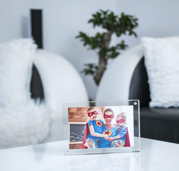 custom sublimation picture desktop display luxury cheap a4 floating crystal magnetic photos stand clear acrylic frame 5×7