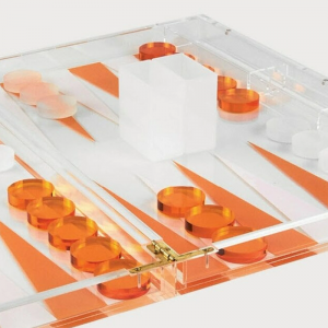 Lanu Filifilia Plexiglass Loto Ta'aloga Itu Lanu Lanu & Clear Acrylic Backgammon Set