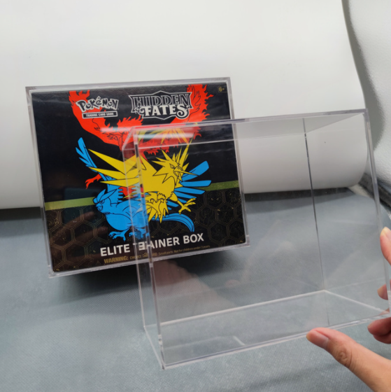 Egendefinert ETB Pokémon utstillingsdeksel Magnetlokk skruemontering lukking Beskyttelsesveske Akryl Booster Box Displayetui