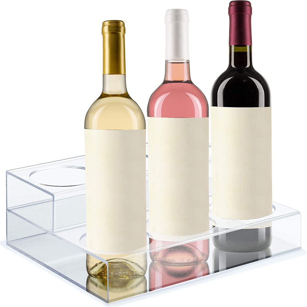 Plexisklový stojan na víno s 2 vrstvami čirý akrylový stojan na víno pro bar