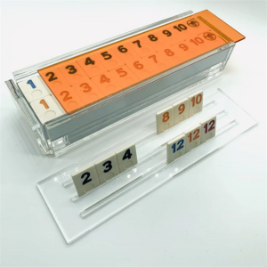 Komplet lojërash domino akrilike me porosi higgs, tavolina bosh, kuti domino