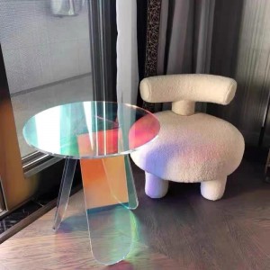 hurtownia Przezroczysty akrylowy zewnętrzny plastik PMMA na zewnątrz nowoczesny design tęczowy stolik kawowy w domu