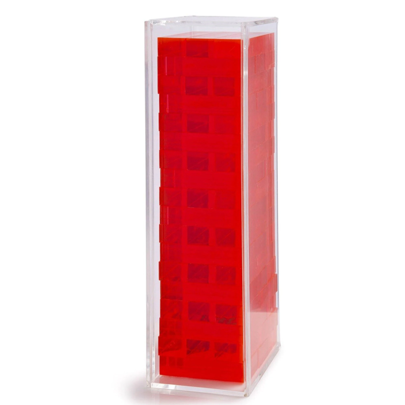 Ihe owuwu ihe egwuregwu acrylic omenala na-egbochi Neon Pink Red Plexiglass Tumble Tower Set