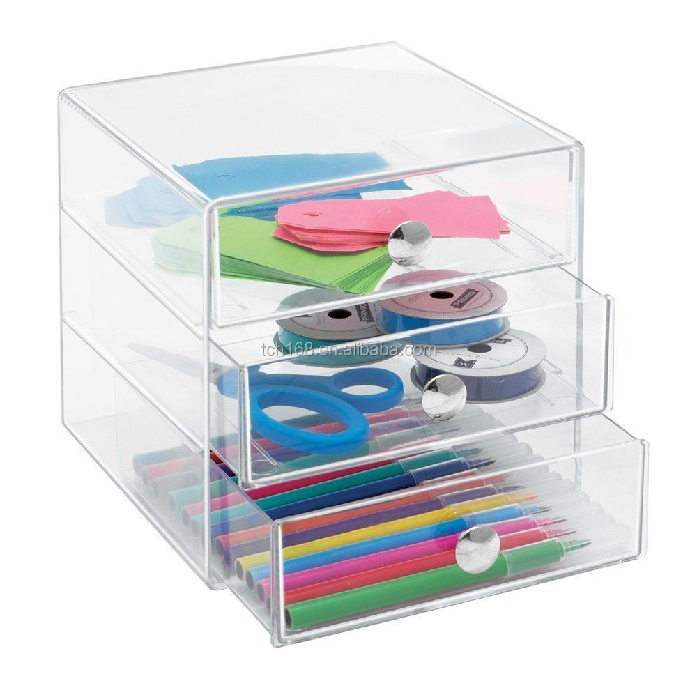 3 Drawer Acrylic Storage Organizer/ Plastic Cosmetic Box/ Pmma Storage Box
