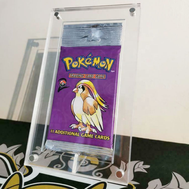 1x Pokemon TCG Acrílico Magnético Display Frame Booster Pack Lucite Desktop Frame Free Standing