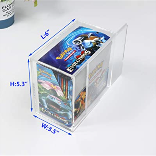 Benotzerdefinéiert Grousshandel Packs éischt xy evolutions 1st Editioun Handelskaarte blénkeg Schicksaler Real Clear Acryl Pokémon Booster Box Case