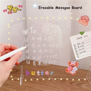Προσαρμοσμένο χονδρικό Σχολικό γραφείο σπίτι Παιδιά Καταγραφή καθημερινών πληροφοριών πίνακα σημειώσεων Clear Acrylic Dry Ease Memo Tablet with Base