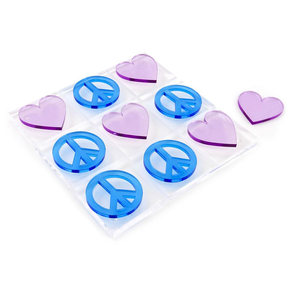 Laser Cut Heart Shape Akryl Block Deluxe Heminredning Tic Tac Toe Set