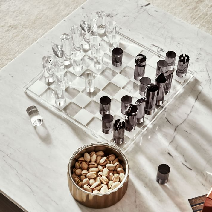 Tsika Chinese tafura girazi epurasitiki makwikwi ekunze gadheni yemazuva ano yakasarudzika crystal magnetic acrylic chess game set