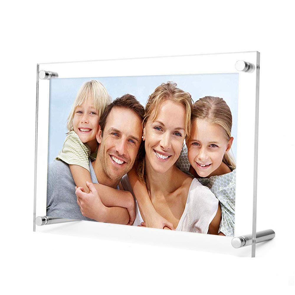 ຮູບຄອບຄົວ Double Panel Frame Desk Standing Thin Acrylic Sheet Photo Frame