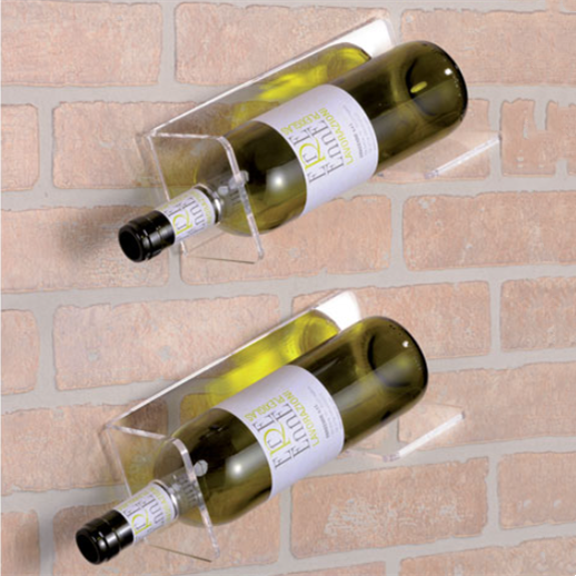 custom wholesale luxury storage retail vintage hanging cellar holder shelf stand Acrylic wine bottle rack wall mounted display