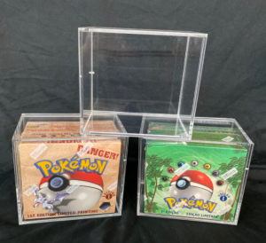 veľkoobchodné kartónové evolučné karty carte booster displays základná sada číry akrylový pokemon booster box display s magnetickým vekom