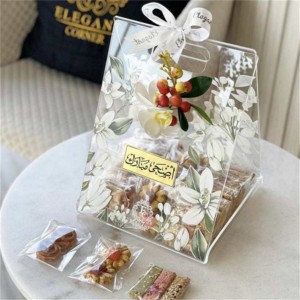 personalizzato cristallo musulmano rustico piccola festa bomboniere confezione regalo maniglie acrilico che serve vassoio di nozze per gli ospiti