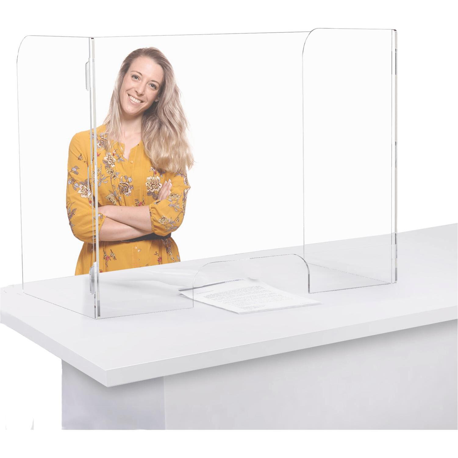 Support d'écran de séparation de comptoirs de table de bureau en acrylique transparent de boucliers contre la toux de protection contre les éternuements
