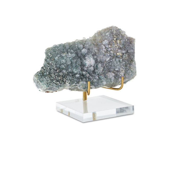 5 × 5 '' Crystal Acrylic Gemstones Minerals Display Block Base With Brass