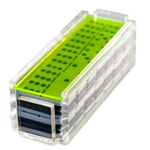 Pelbagai Kes Paparan Warna Plexiglass Dominoes Set Neon Acrylic Case