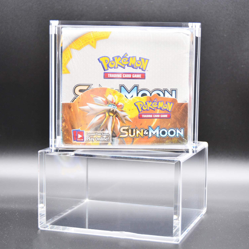 paquets personalitzats a l'engròs primers xy evolutions 1a edició de targetes de comerç destins brillants estoig de caixa de reforç de Pokémon acrílic clar real