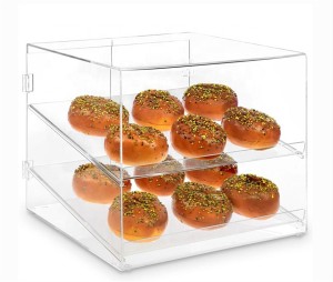 custom wholesale hot food cake pizza buffet table front open tray bakery cabinet box acrylic bakery bread display case
