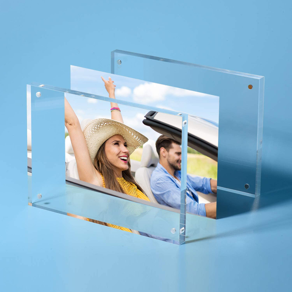 Bébas Nangtung Acrylic Magnetic Frame Plexiglass Kenangan Poto Témbongkeun