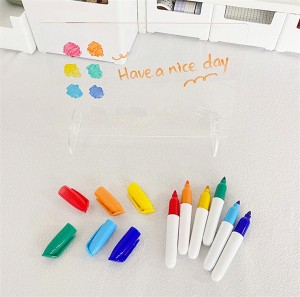 zakázkový velkoobchod Školní kancelář domů Děti Zapisujte si denní informační nástěnku Clear Acrylic Dry Erase Memo Tablet with Base