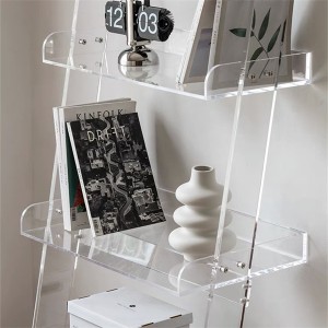 kantor adat ngarep kamar sekolah Ladder Fit 4Tier kidss lemari buku Design bening Acrylic tampilan rak buku Storage