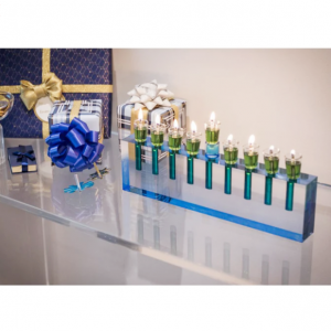 Acrylic Modular Chanukaih Menorah Colored Lucite Candle Holder Wax Candles Home Decor